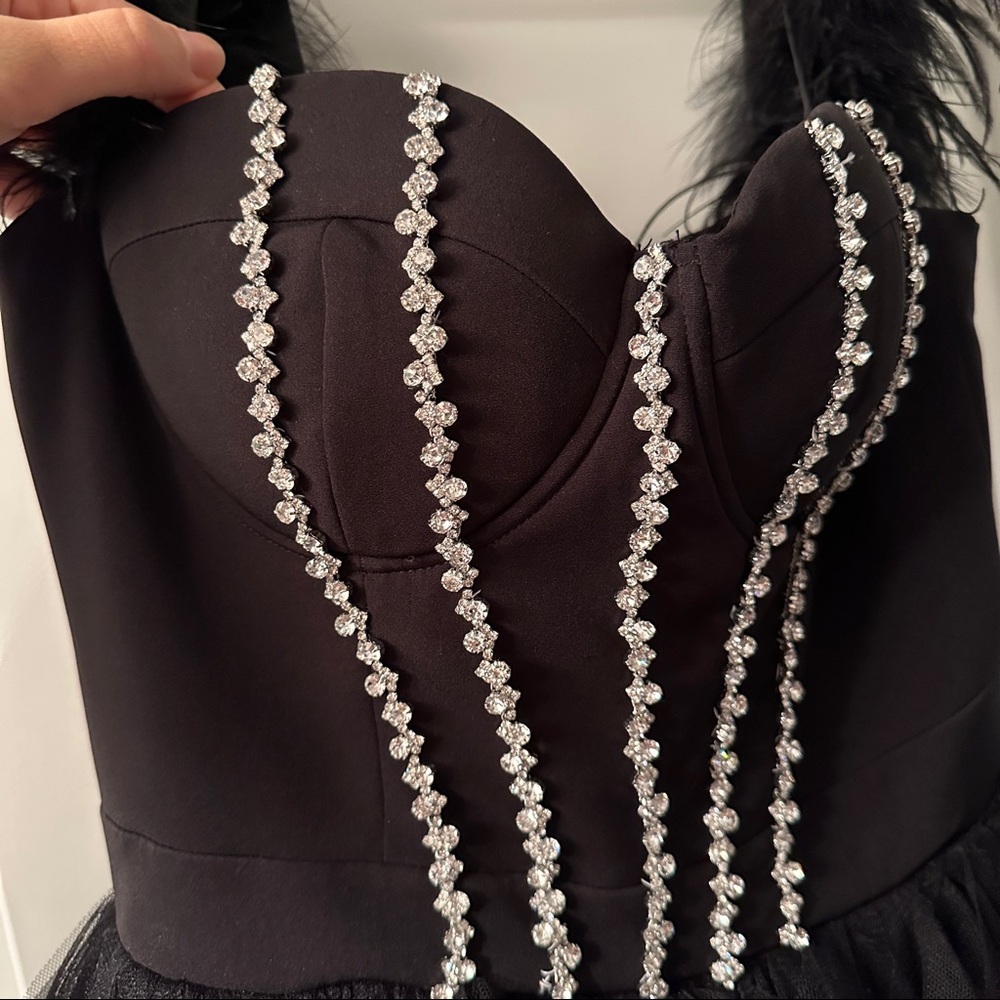 Tulle Dress w Bling Details - Black